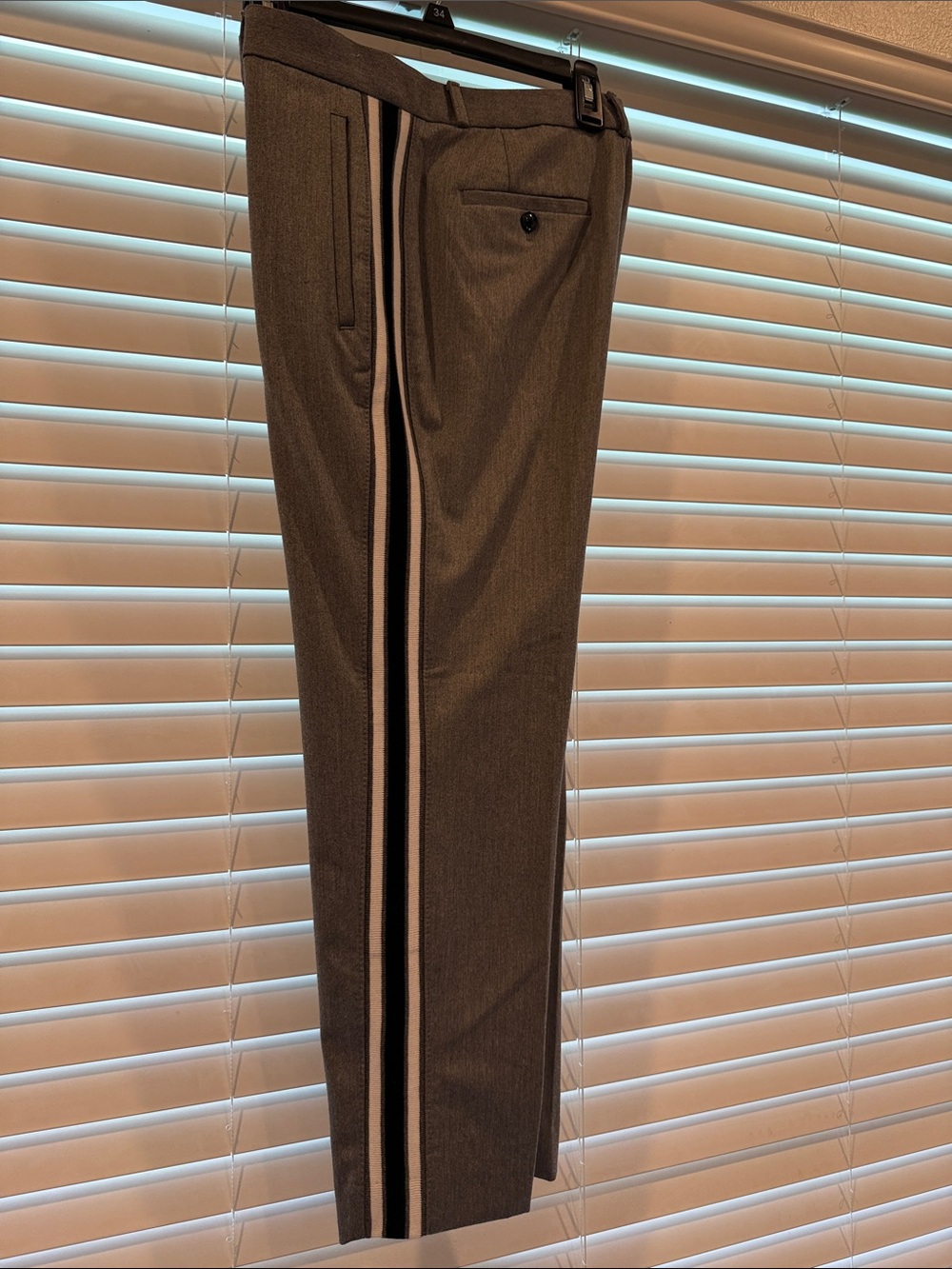 Banana Republic Gray Dress Pants with Black & White Side Stripe